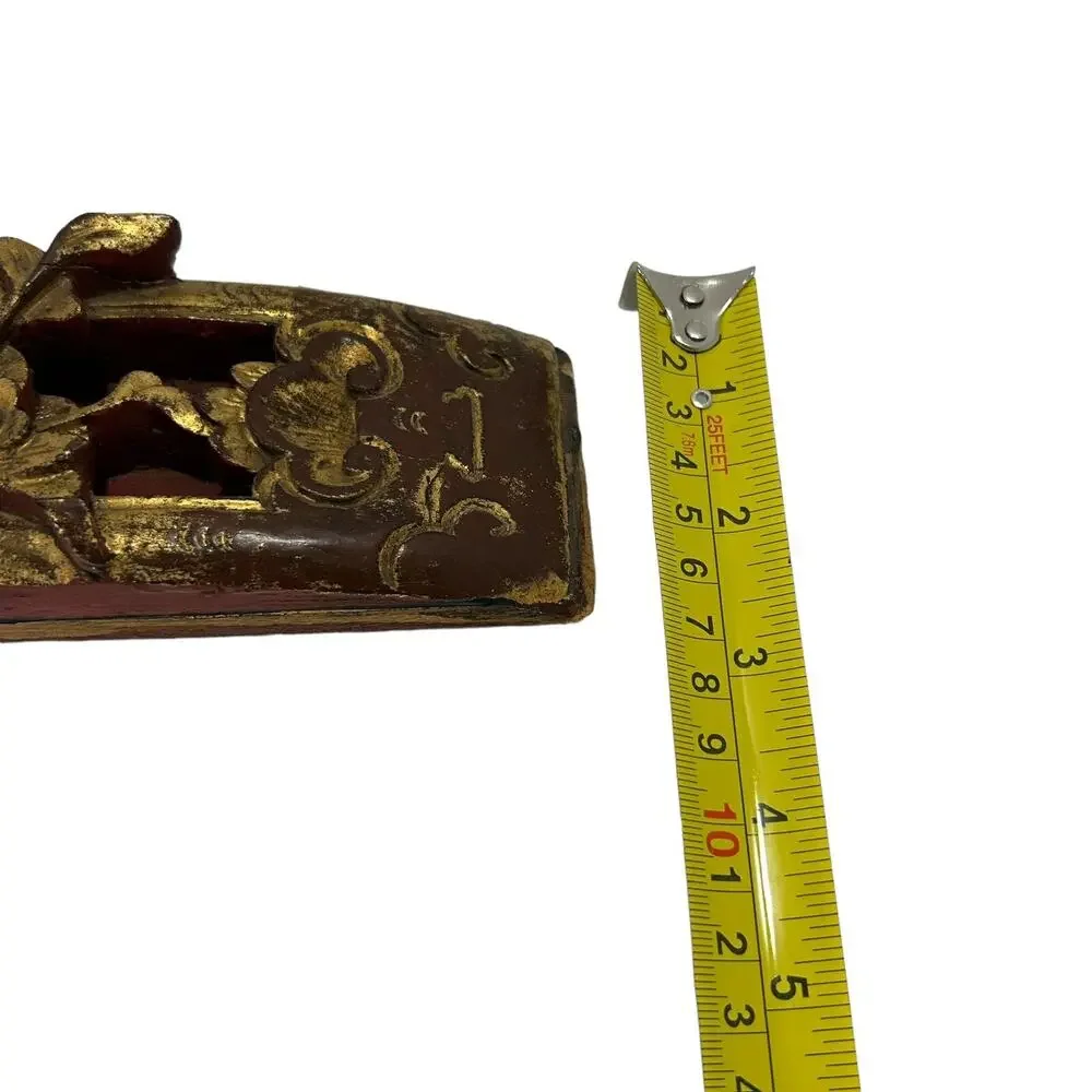 Antique Chinese Gold Leaf Carved Wood Wall Art High Relief Panel 18.75